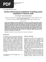 Factors Affecting Job Satisfaction in Banking Sector - India