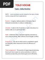 TOLO VOCAB Topic Daily Routine