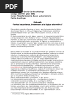 Bacon Planteaba La Necesidad de Recurrir A Un Método Que Guiara A Las Ciencias y Artes