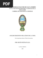 Universidad Mayor de San Andrés: Facultad de Humanidades Y Ciencias de La Educación Carrera de Linguistica E Idiomas