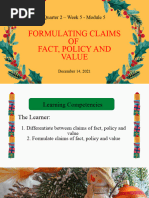 Week 5-Claims of Fact Policy and Value