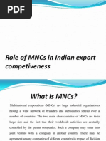 Role of Mncs in Indian Export Competiveness