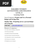 Prepare and Use A Personal Budget and Savings Plan LO1 &LO2