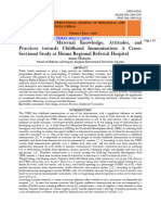 Assessment of Maternal Knowledge, Attitudes, and Practices Towards Childhood Immunisation A Cross - Sectional Study at Hoima Regional Referral Hospital