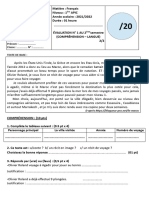 Contrôle N1 Semestre 2 de La Langue Française 1 Èr AC 2021-2022