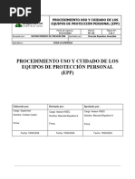 Uso y Cuidado de Los Elementos de Protección Personal (E.P.P)