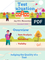 Test Evaluation and Item Analysis