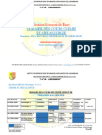 HORAIRE COURS CHIMET Deuxieme Semestre