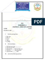 EVS Grade 2 Worksheet 3 Direction and Time