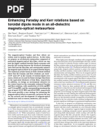 Enhancing Faraday and Kerr Rotations Based On Toroidal Dipole Mode in An All-Dielectric Magneto-Optical Metasurface