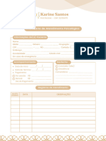 Ficha Acompanhamento Psicológico Prontuário Minimalista Marrom e Branco