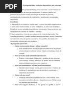 10 Perguntas para Pacientes Depressivos Que Retornam Ao Psiquiatra