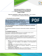 Guía de Actividades y Rúbrica de Evaluación - Unidad 3 - Fase 3 - Diseño Del Seguimiento y Evaluación Del Proyecto