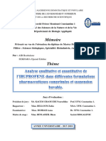 Analyse Qualitative Et Quantitative de l'IBUPROFENE Dans Différentes Formulatio