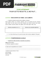 Fiche Apprenant Pour Cette Recette Il Me Faut