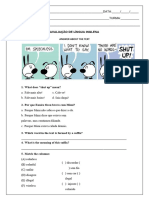 Avaliação de Prefixo e Sufixo em Ingles 3 Ano