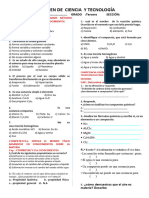 Examen de Materia Ciencia y Tecnologia de Tercero