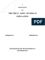 The Great Asset of India Is Population: Submitted To: Submitted by