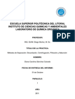 Informe de Laboratorio de Química Orgánica: Métodos de Separación: Decantación, Centrifugación, Filtración y Adsorción ESPOL