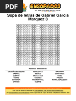 Sopa de Letras de Gabriel Garcia Marquez - 3