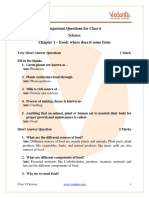 CBSE Class 6 Science Chapter 1 Food - Where Does It Come From - Important Questions 2024-25