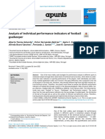 Analysis of Individual Performance Indicators of Football Goalkeeper