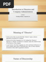 Lecture 1 - Introduction To Directors and Company Administration