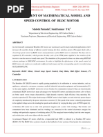 Development of Mathematical Model and Speed Control of BLDC Motor