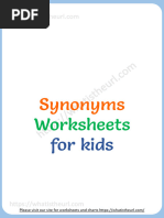 Synonyms Matching Worksheets For Kids