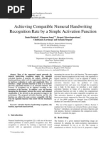 Achieving Compatible Numeral Handwriting Recognition Rate by A Simple Activation Function