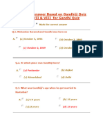 Q and Ans For Gandhi Quiz Class VII and VIII