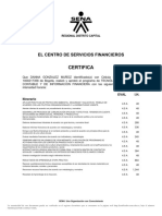 Certifica: El Centro de Servicios Financieros