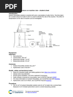 The Effect of Temperature On Reaction Rate - Student Sheet: Apparatus