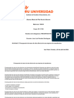 Actividad 3. Presupuesto de Mano de Obra Directa de Una Empresa de Manufactura