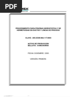 Procedimiento para Pruebas Hidrostática y de