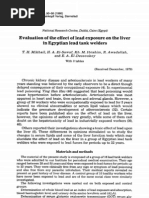 Evaluation of The Effect of Lead Exposure On The Liver in Egyptian Lead Tank Welders