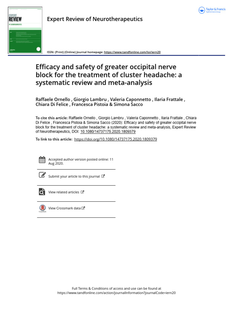 Efficacy and Safety of Greater Occipital Nerve Block For The Treatment ...