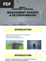 Res511 Topic 1 Introduction To Management Science Techniques in Property Investment Analysis