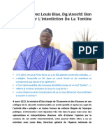 Entretien Avec Louis Biao DgAnssfd Bon A Savoir Sur Linterdiction de La Tontine Adogbe