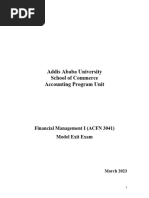 Model Exit Exam - Financial Management I