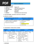 Sesion de Aprendizaje Matemática Operaciones Combinadas