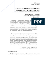 Contextualizing Charles Taylor'S Communitarian Ethics in Philippine Culture