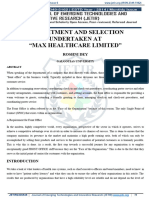 Recruitment and Selection Undertaken at "Max Healthcare Limited"