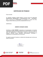 Certificado de Trabajo Procasa