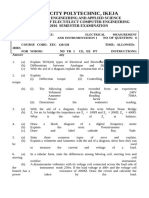 Electrical Measurement and Instrumental I Eec 126 128 ND Yr I Ce Ee PT