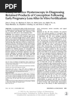 Utility of Office Hysteroscopy in Diagnosing Retained Products of Conception Following Early Pregnancy Loss After in Vitro Fertilization