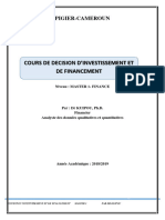 Cours de Decision D'invest Et de Financement DR Kuipou m1 Finance