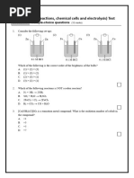 Part 7 (Redox Reactions, Chemical Cells and Electrolysis) Test