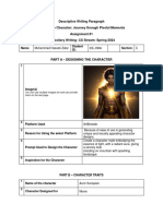 Descriptive Writing Paragraph Beyond The Character: Journey Through Pivotal Moments Assignment #1 Expository Writing-CS Stream - Spring 2024