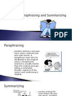 Paraphrasing and Summarizing